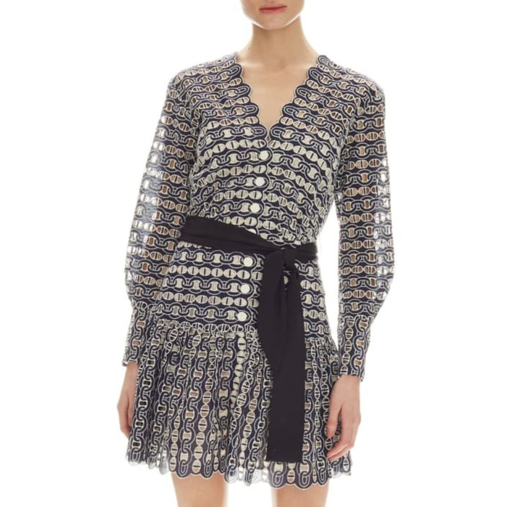 SANDRO Chain-Link Rolly Eyelet Lace Dress - Picture 12 of 12